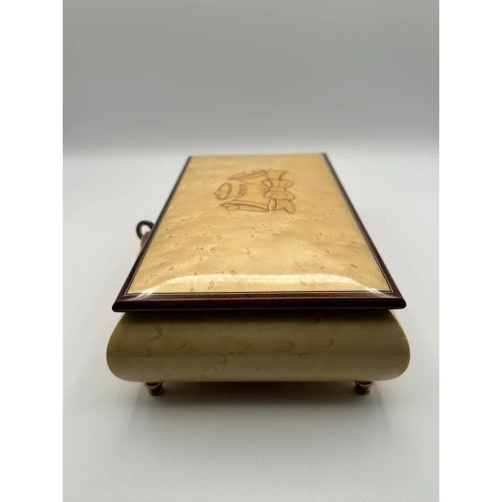 Vintage Reuge Italian Music Box Inlaid Wood Jewelry Keepsake